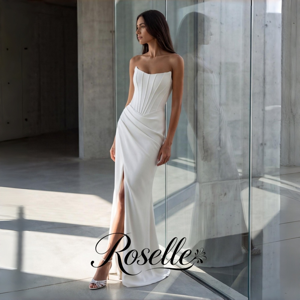 Wedding Qw - ROSELLE ชุดแต่งงานนางเงือกเรียบหรู แขนกุด ผ่าข้างสูง เปิดหลัง 2026