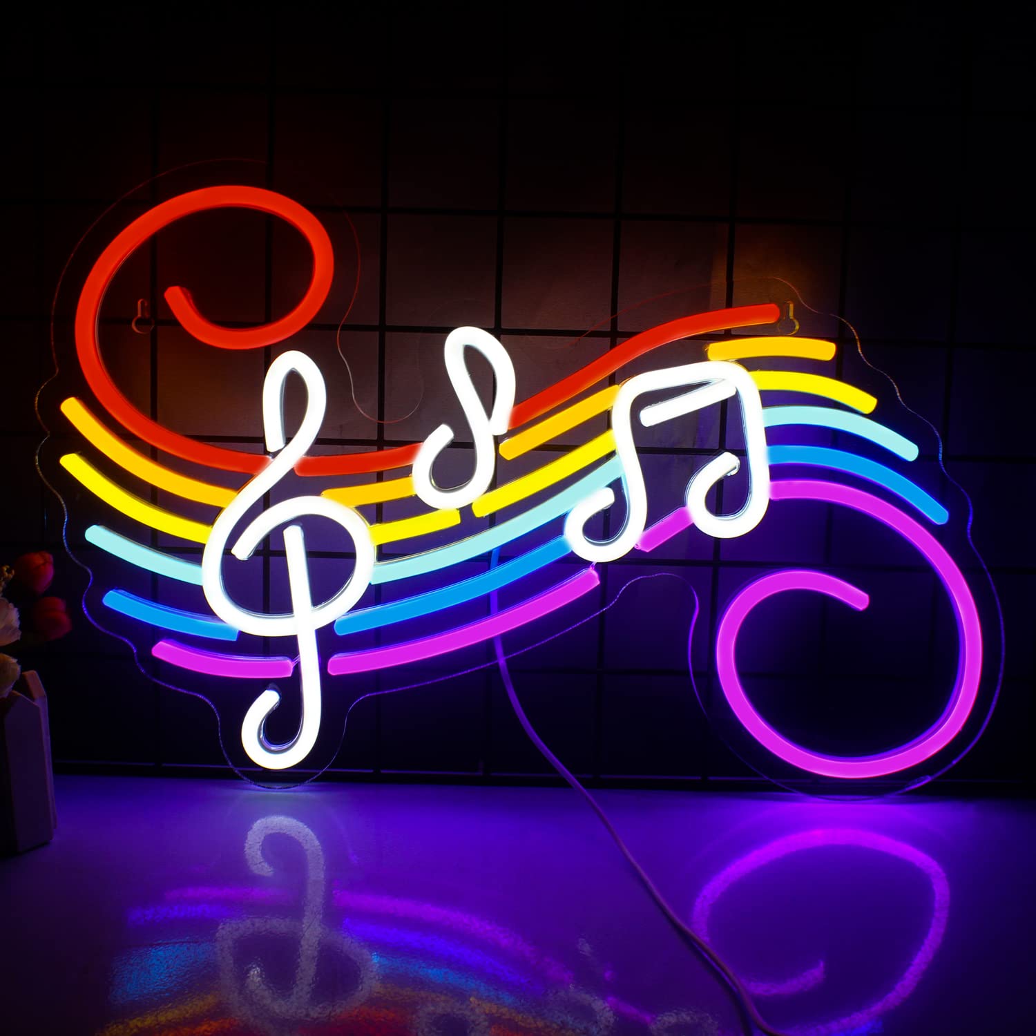 Wedding Led - ป้ายไฟนีออนรูปโน้ตดนตรี ปรับแต่งสีสันได้ ไฟ LED รูปคีบาเร็ต ตกแต่งผนังสำหรับสตูดิโอเพลง
