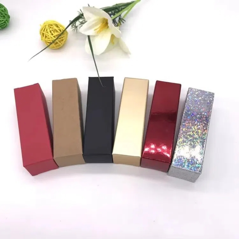 Wedding Package Gold - 100 ชิ้น 2.5*2.5*8.5 เซนติเมตรทองสีดําเลเซอร์ DIY ลิปสติกน้ําหอมขวดน้ํามันหอมระเหยกล่องบรรจุภัณฑ์วาล์วหลอดแพคเกจกล่องกระดาษคราฟท์