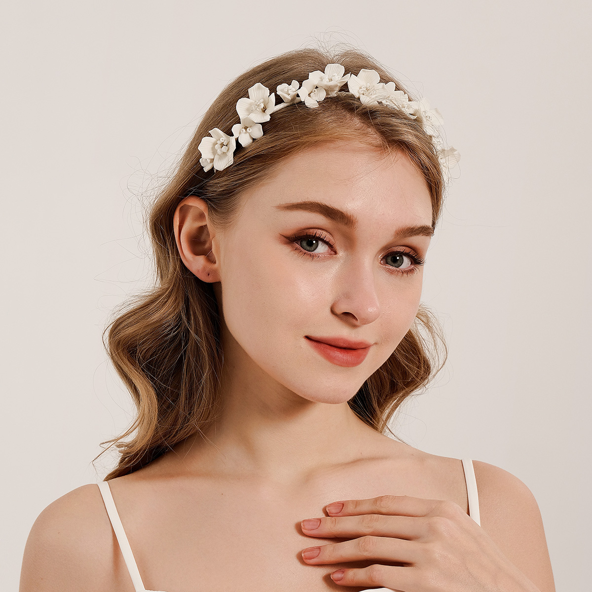 Wedding Supply List - Efily เจ้าสาวดอกไม้สีขาวผม Hoop Fairy Mori แถบคาดศีรษะ