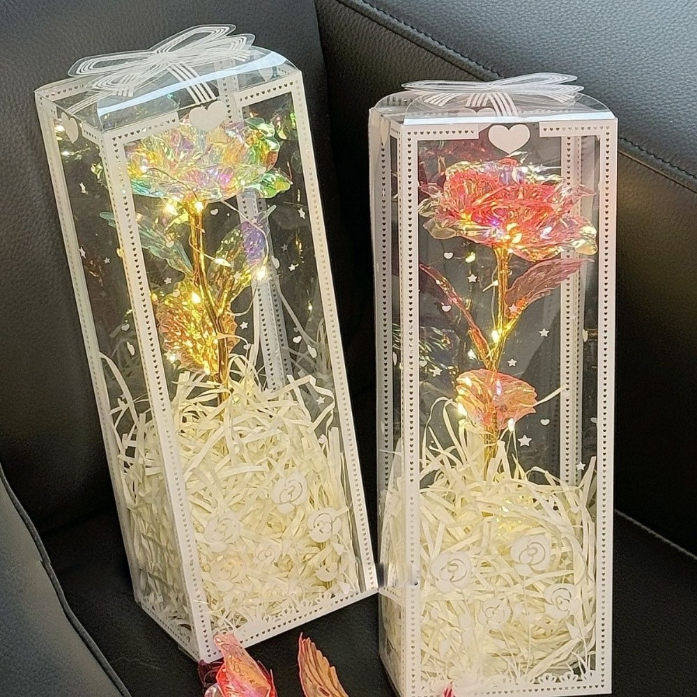 Wedding Led - ใหม่จําลองดอกกุหลาบจําลองพร้อมกล่องบรรจุภัณฑ์ LED ของขวัญแต่งงานประกายเครื่องประดับวันแม่