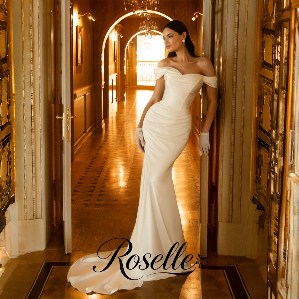 Wedding Qw - ROSELLE ชุดแต่งงานนางเงือกเรียบหรู ไหล่เปิด หลังเปิด ผูกเชือก คอรูปหัวใจ