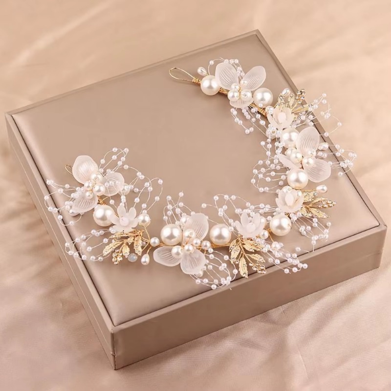 Wedding Supply Store - มงกุฎเจ้าหญิงน่ารักเครื่องประดับศีรษะมงกุฎดอกไม้สำหรับเด็กเจ้าสาวเพื่อนเจ้าสาวงานแต่งงานวันหยุดถ่ายภาพอุปกรณ์เสริมผม