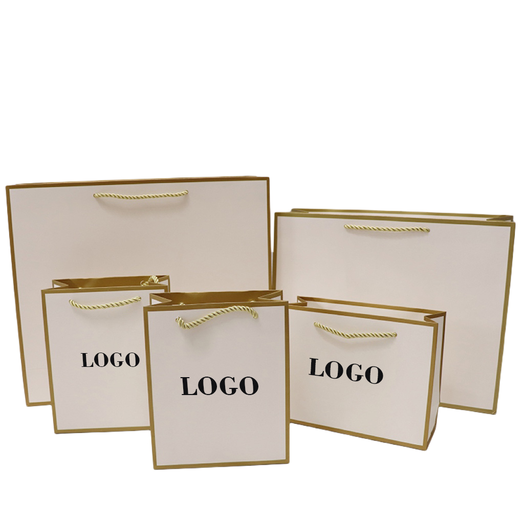 Wedding Package Gold - 5 ชิ้น Personization โลโก้ของคุณกระดาษทองของขวัญกระเป๋าสําหรับขนาดเล็กธุรกิจกระเป๋างานแต่งงานวันวาเลนไทน์ของขวัญบรรจุภัณฑ์ถุง