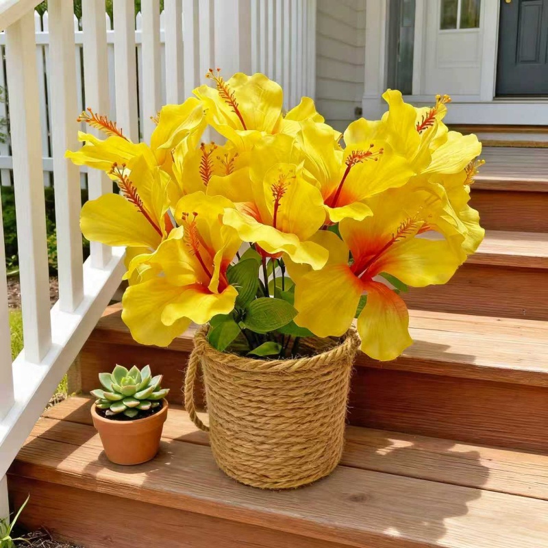 ดอกไม้ 15 ดอก = 3 ช่อของดอกชบา - Centerpiece Vase Tall บทวิจารณ์และราคา