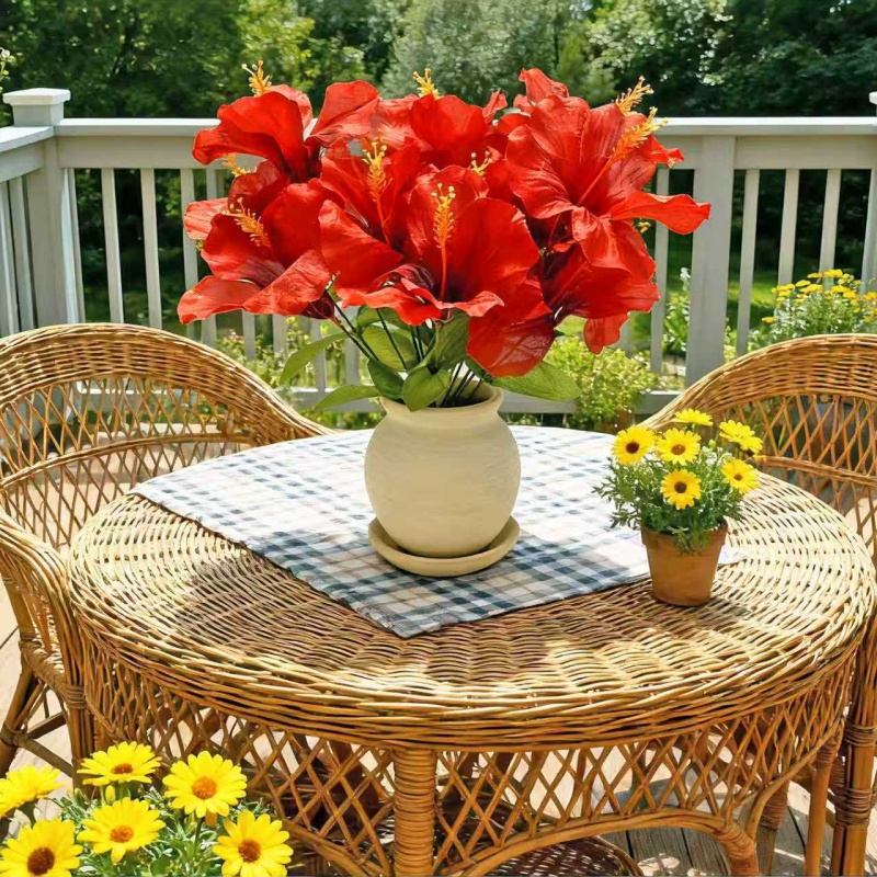 ดอกไม้ 15 ดอก = 3 ช่อของดอกชบา - Centerpiece Vase Tall บทวิจารณ์และราคา
