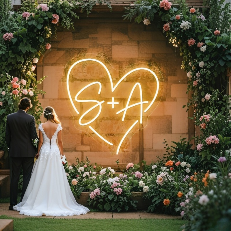 CUSTOM Initials หัวใจ LED Neon - Wedding Party Supply บทวิจารณ์และราคา
