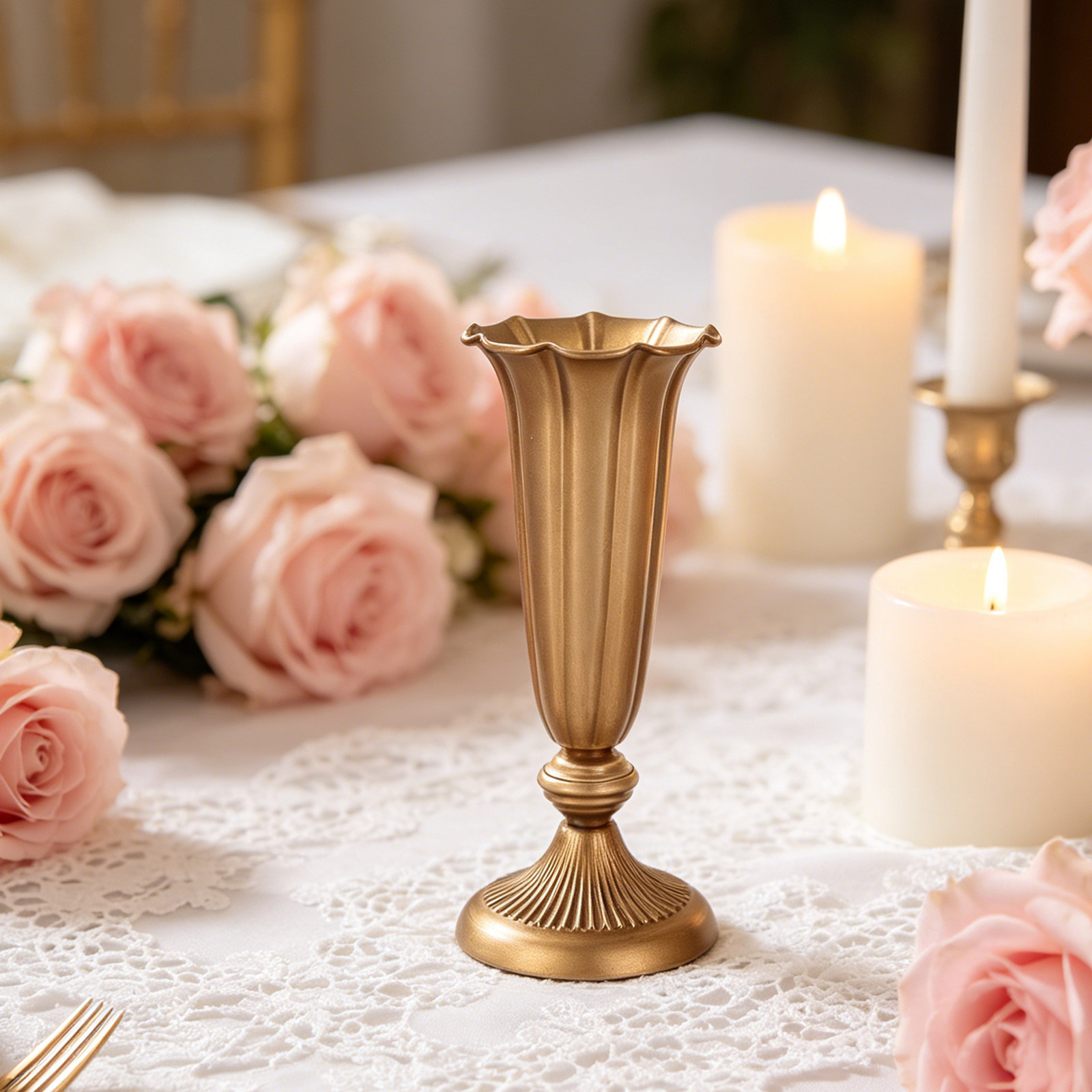 แจกันทรงแตรโลหะสไตล์วินเทจ สูง - Centerpiece Vase Tall บทวิจารณ์และราคา