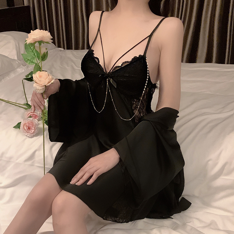 เซ็กซี่ Patchwork ลูกไม้ Robe  - Wedding Qw บทวิจารณ์และราคา
