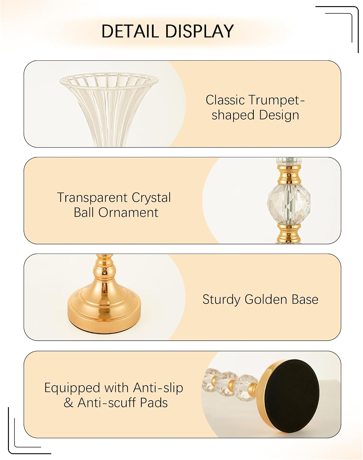 ชุดแจกันอะคริลิคสีทอง 3 ใบ ขนา - Centerpiece Vase Tall บทวิจารณ์และราคา